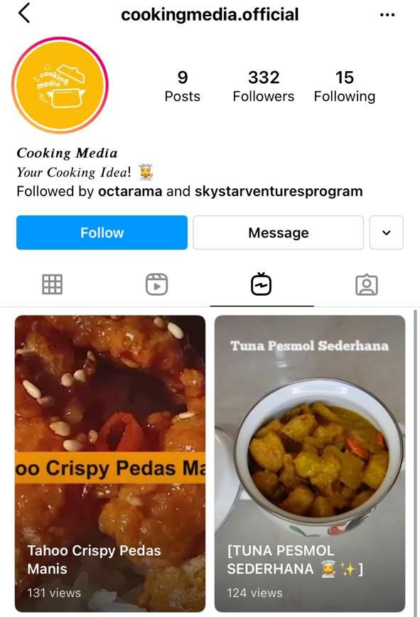 Salah satu contoh channel promosi Cooking Media, yaitu Instagram
